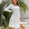 Custom Women Long Sleeve Round Neck Casual Dress With Pocket