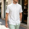 Custom Men's Short Sleeved Stand Sp collar Shirt