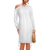 Custom Women's Cold Shoulder Drawstring Long Sleeve Hoodie Dress
