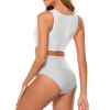 Women's High-Waist Two-Piece Swimsuit with Tie-Front Bikini Bottom