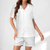 Custom Women's Silk Short Sleeve V Neck Pajama Sets