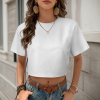 Custom Women's Short Sleeve Crew Neck Cropped Tee Crop T Shirt