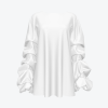 Custom Women's Round Neck Dropped Shoulder Shirred Long Sleeve Top