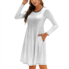 Custom Women Long Sleeve Round Neck Casual Dress With Pocket