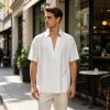Custom Men's Notch V‑Lapel Collar Short Sleeve Shirt