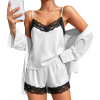 Custom Women Lace V Neck Spaghetti Strap Camisole Shorts Pajama Set
