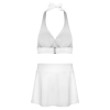 Customizable Women's Halter Bikini Set with High Slit Skort