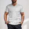 Custom Men's Baseball Jersey Short Sleeve Button Up Casual Sport Shirt