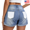 Light-Wash Blue Denim Shorts (Dual Pockets Print)|Ship From USA