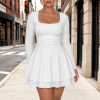 Custom Women's Square Neckline Ruffled Mini Dress