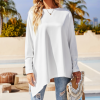 Custom Women's Long Sleeve Asymmetrical Hem Tunic Blouse Top