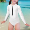 All-Over Print Girls' Long Sleeve Zip-Up One-Piece Swimsuit
