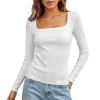 Custom Women Square Neck Long Sleeve Slim Cropped Top