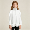 Girls' HalfZi p Long Sleeve Sweatshirt with Side Pockets and Ruffle Hem