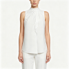 All Over Print Women's Lapel Sleeveless Ruffle Tie Tank Top