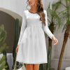 Custom Women Long Sleeve Round Neck Casual Dress With Pocket
