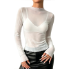 Custom Women High Neck Long Sleeved  Mesh Top