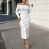 Custom Women's Off-shoulder long-sleeved dress