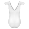 Custom Women's Deep V Neck Ruffle Sleeve High Cut One Piece Swimsuit