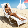 Custom Beach Chair Towel Cover with Side Pockets|Ship From USA