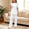Custom Women Crew Neck Short Sleeve 2 Piece Pajama Set