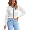 Custom Womens Long Sleeve Zip Up Cropped Hooded Jacket