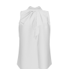 All Over Print Women's Lapel Sleeveless Ruffle Tie Tank Top