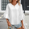 Customizable Women's V-Neck Flare Sleeve Blouse