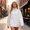 Custom Women's Stand Collar Long Sleeved Half Zipper Hoodies With Pocket