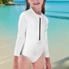 All-Over Print Girls' Long Sleeve Zip-Up One-Piece Swimsuit