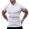 Custom Men's  Short Sleeve Button Up Casual Polo Shirt