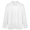 Custom Women Lapel Puff Sleeve Button Casual Blouse Shirt