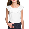 Girl's Ruffled Collar Short Sleeves T Shirt