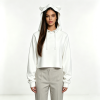 Custom Women's Cat Ear Cropped Hoodie with Drawstring and Cuffs