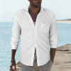 Custom 100% Cotton Men's Lapel Pocket Long Sleeve Shirt