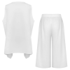 Custom Women V Neck Sleeveless Irregular Top Cropped Wide Leg Pants Set