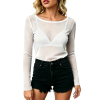 Custom Women's round neck long sleeved Mesh shirt