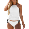 All-Over Print Women''s Halter Neck Tankini Set with Side Tie Two-Piece Swimsuit