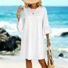 Custom Women Round Neck 3/4 Bell Sleeve Loose Mini Dress