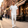 Custom Men's Round neck Short Sleeved Top&Pants Set Without Pocket