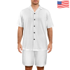 All Over Print Men's V Neck Button Short Sleeve and Shorts Loungewear Set|Ship from USA