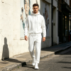 Custom Men's Zipper Hood Coat Top & Pants Set Without Pocket