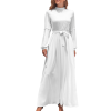 Custom Women's Long Sleeve High Neck Maxi Dress with Waist Belt