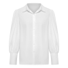 Custom Women Lapel Puff Sleeve Button Casual Blouse Shirt