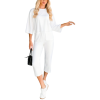Custom Womens 3/4 Sleeve Loose Top With Capri Pants Jumpsuit