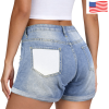 Light-Wash Blue Denim Shorts (Left Pocket Print)|Ship From USA