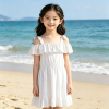 Custom Girl's Cold Off Shoulder Sling Casual Dress