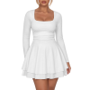 Custom Women's Square Neckline Ruffled Mini Dress