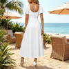 Custom Women Square Neck Flutter Sleeve High Slit Maxi Dress