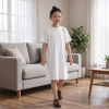 Custom Girls' Crew Neck Short Sleeve Sleep Dress No Pockets